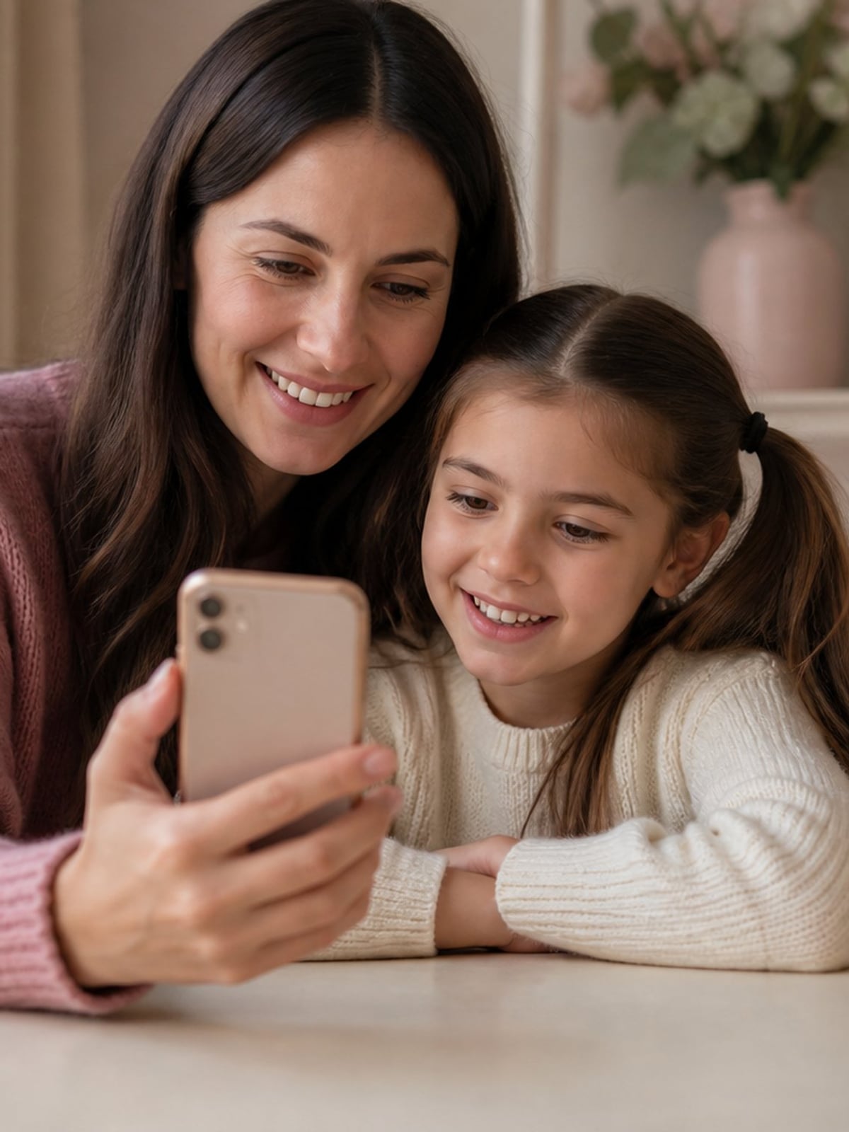 The original photo: a mother and her daughter taking a selfie