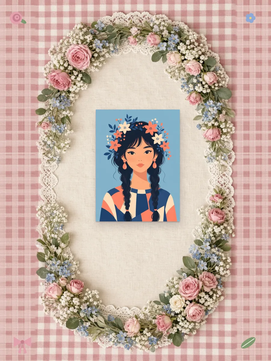 “Floral wreath” scene around a colored page