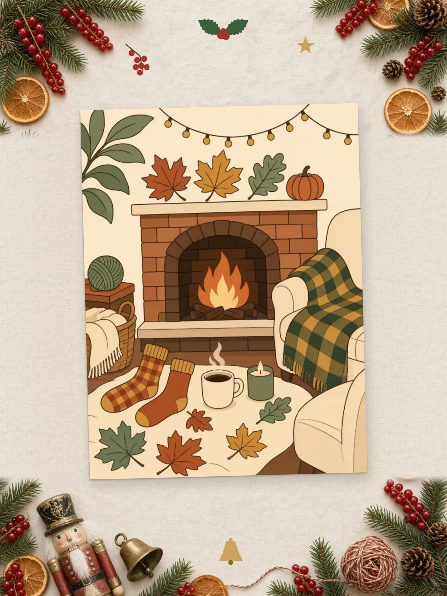 “Vintage Christmas” scene around a colored page